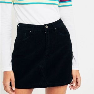 BDG Corduroy Black Cord Notch Hemp Skirt